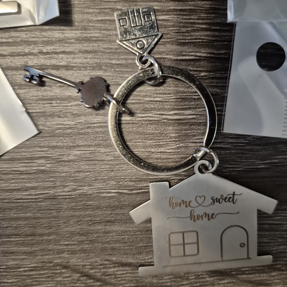 Silver Home Sweet Home Keychain